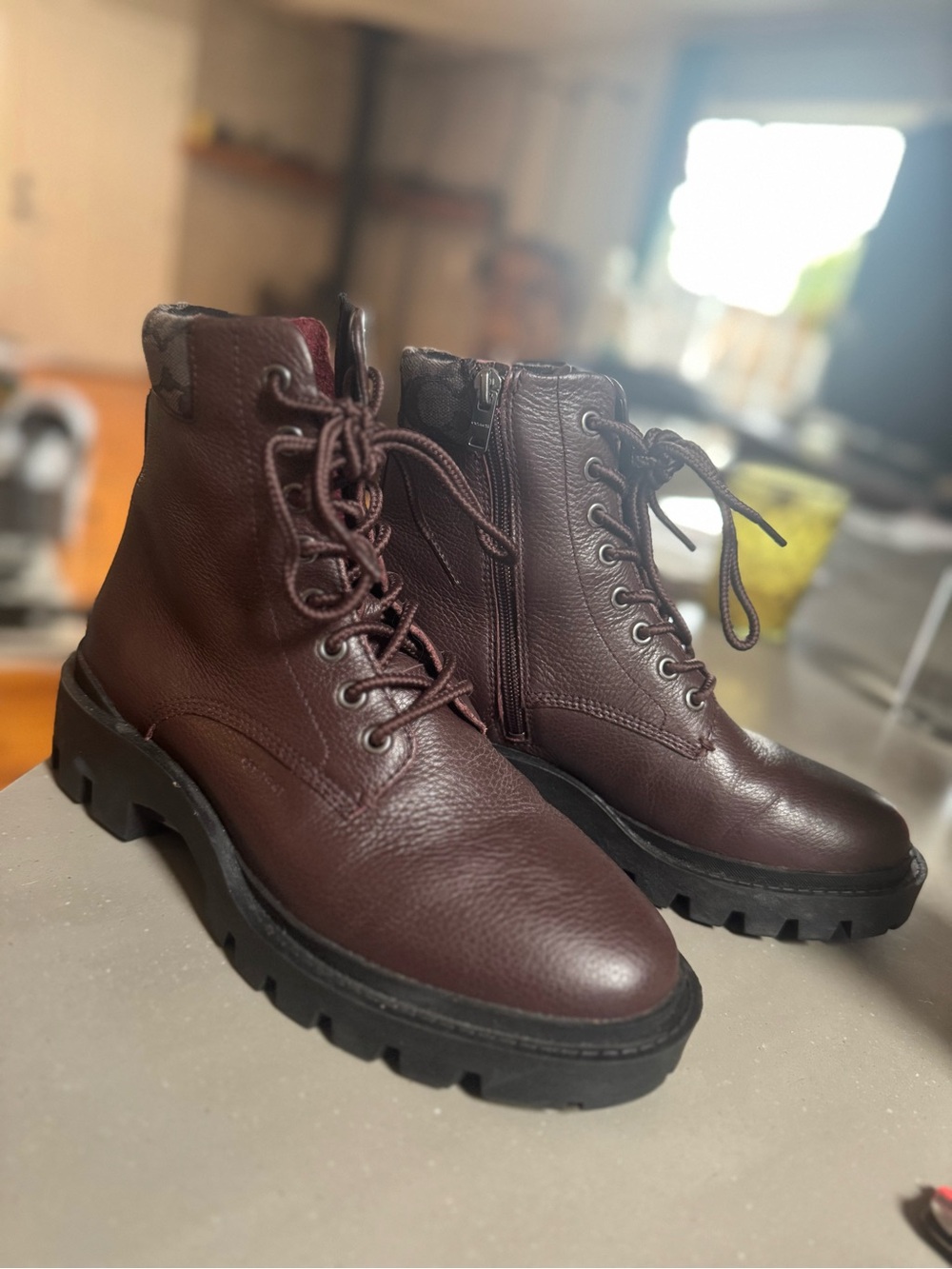 Coach Ox Blood Leather Lace-Up Boot size 7 never worn New in box